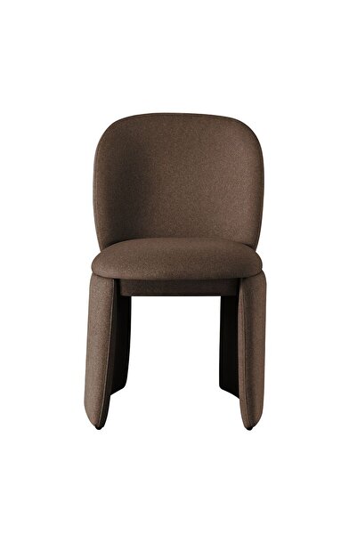 Danube Home Namifir Set of 2 Dark Brown Upholstered Dining Chairs - Stylish Fabric & Wood Furniture - 59x50x84cm