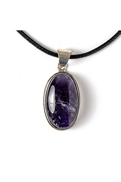 craftmystic Colier reglabil cu pandantiv oval din ametist - Claritate mentală și echilibru spiritual