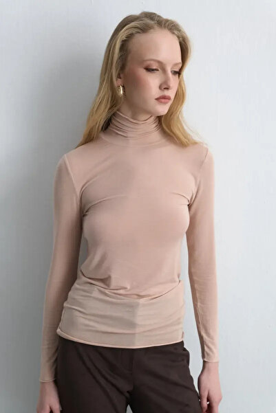 Gusto Turtleneck Cashmere Blouse - Powder