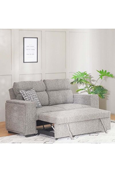 Danube Home Linzi Dark Grey Fabric Sofa Bed with Storage & Wireless Charger - 3-Seater, Modern Design