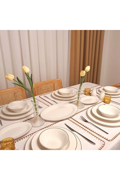 UKC Etamin Işlemelik Masa Takımı - Masa Örtüsü Ve Amerikan Servisi - Çeyiz Seti