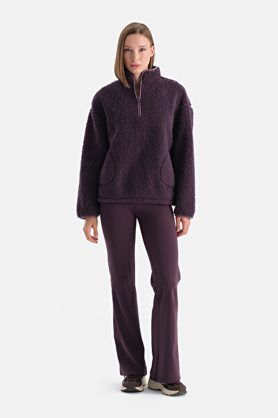 Dagi Mürdüm Kadın Yarım Fermuarlı Sweatshırt
