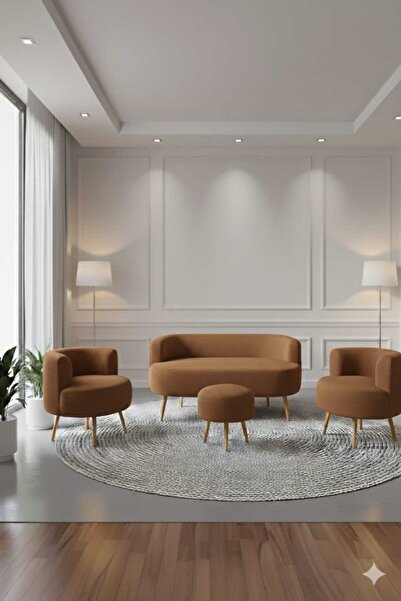 eda hacıoğlu edam bedding group Modern Tasarımlı Teddy Kumaşlı 4'lü Oturma Grubu