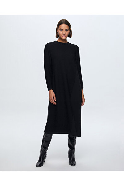 MISS DALIDA T24K-4001 Fitilli Triko Elbise BLACK