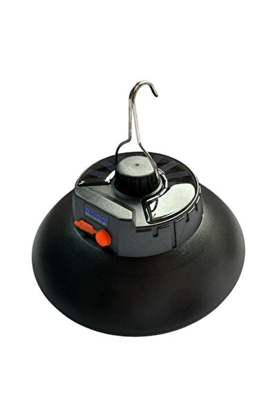 OEM Lampă solară de camping reîncărcabilă USB-C, 5 moduri de iluminare, indicator baterie, cârlig de agățare - pentru cort/curte