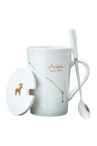 OEM Set cadou cana ceramica, culoare Alba, Berbec