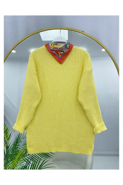 YEDİLALE Cross Striped Knit Tunic