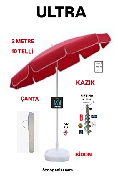 dogant özdoğanlar avm Kamp Outdoor 200 Cm Plaj Bahçe Balkon Kamp KIRMIZI Şems...