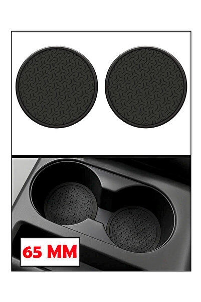 Home Üniversal Araba Bardak Altlığı Silikon Araç İçi Siyah Renk 65 mm 2 ADET