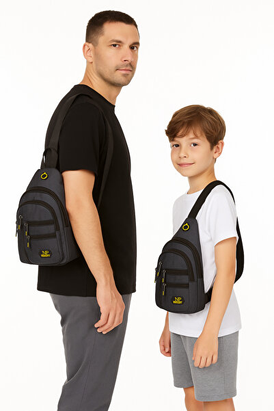 Newish Men's Black Blue Crossbody Bag Father Son Combination