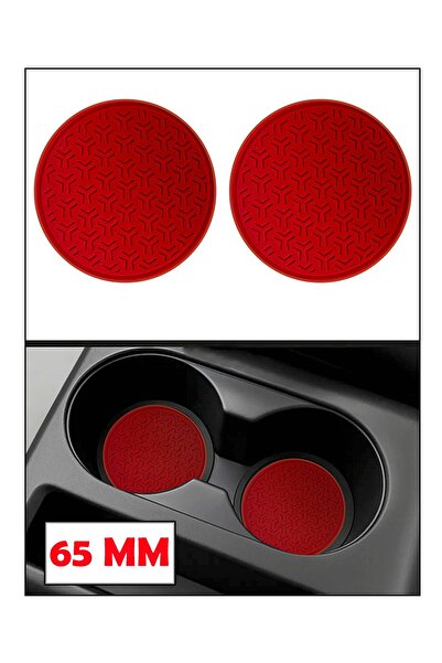 Home Üniversal Araba Bardak Altlığı Silikon Araç İçi Bordo Renk 65 mm 2 ADET