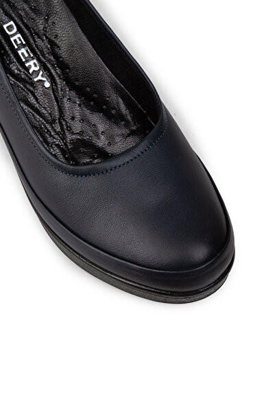 Deery Women's Genuine Leather Navy Blue Casual Wedge Heel Shoes