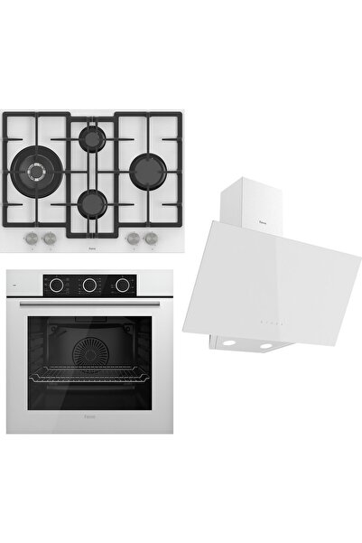 Ferre Flowart Basic Serisi Beyaz Ankastre Set (ED076+ XE62CB + D078 )