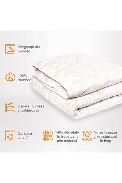 Pernador Duvet with 15% goose down and feather, 210x240 cm, White with silver roses