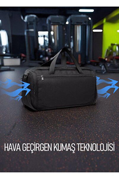 içten Чорна сумка з кишенями спереду, розділена на відділення, широка валіза для подорожей, сумка для спортзалу та спорту, з ременем через плече