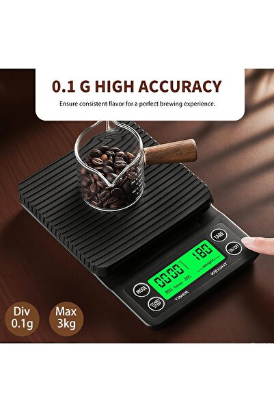 fulina Coffee Scale with Timer - 0.1g Accurate, 3kg, Portable Digital Kitchen Food Scale with, LCD Displa