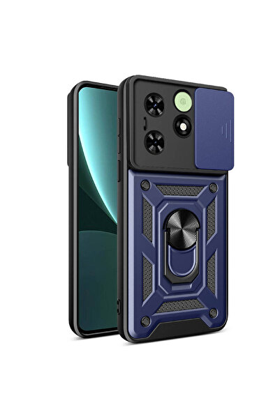 No7tech Tecno Spark 20C Case Magnetic Stand Camera Protection N7Th Sliding Vega Cover - Black