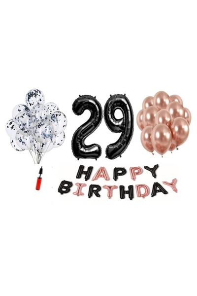 Domi Party & Gifts Set 36 baloane, Domi Party & Gifts, Happy Birthday negru/r...