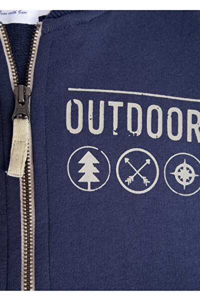 Ozmoz By Mukadder Özden Organic Cotton Zippered Navy Blue Boys' Sweat Jacket