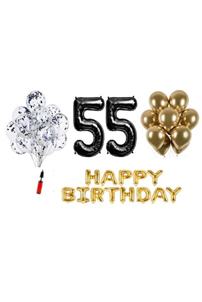 OEM Set de 36 de baloane, La mulți ani, aniversare de 55 de ani, numere din f...