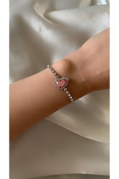 Avcıoğlu Aksesuar سوار نسائي من حجر الزركون الكريستالي مطلي بالفضة، مناسب للز...