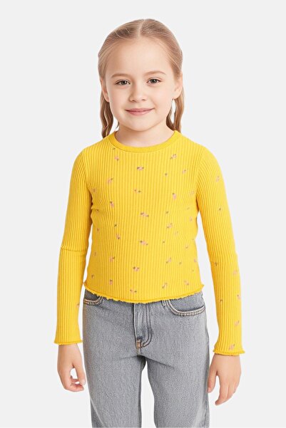 Sinsay بلوزة مطبوعة بالكامل بأكمام طويلة وياقة دائرية للبنات الصغار، متعددة ا...