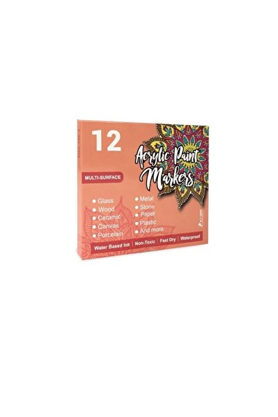 SIPEDO Set 12 markere acrilice pe bază de apă, uscare rapidă, non-toxice, rezistente la apă, multi-suprafețe (sticlă, w
