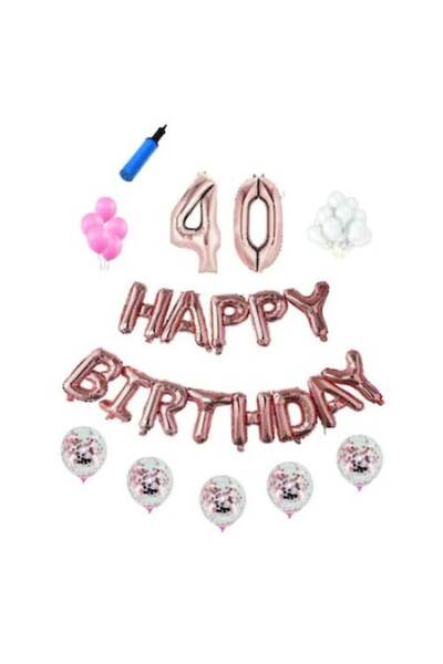 Domi Party & Gifts Set baloane Happy Birthday , 40 ani, rose gold