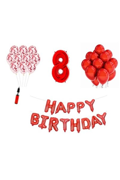 OEM Set de 35 de baloane, La mulți ani, aniversare de 8 ani, număr folie 100 ...