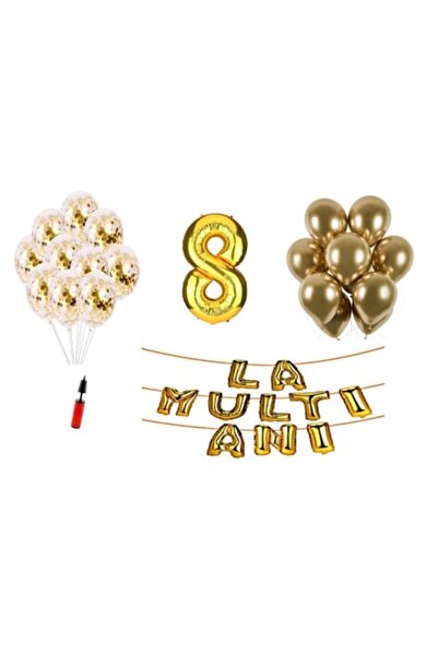 OEM Set de 32 de baloane - Aniversare 'La Multi Ani' (8 ani), Număr folie 100...