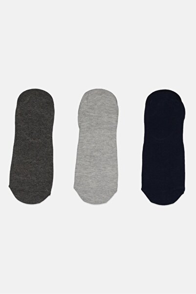 Benetton Men 3 Pairs Brand Logo Invisible Socks, Multicolor