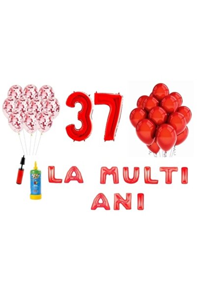 Domi Party & Gifts Set de 34 de baloane, La mulți ani de 37 de ani, numere fo...