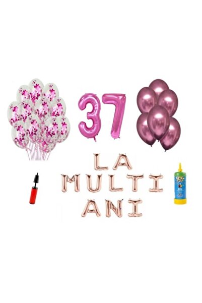 Domi Party & Gifts Set 34 baloane, La Multi Ani aniversare 37 ani, cifre foli...