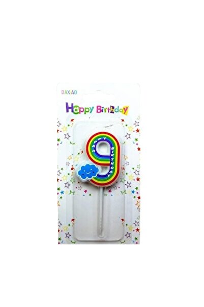 Domi Party & Gifts Lumanare curcubeu, multicolor cifra 9