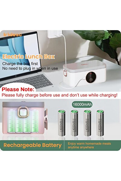 Fipka Heated Electric Lunch Box, Automatic Heating-Cordless, 1L Capacity, Self Heating for Office, Car, an