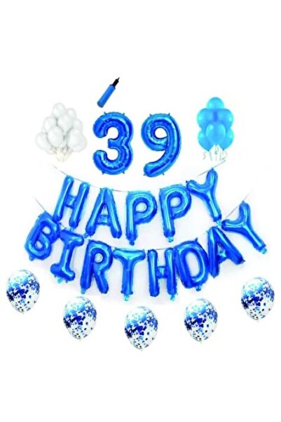 Domi Party & Gifts Set baloane Happy Birthday , 39 ani, albastru
