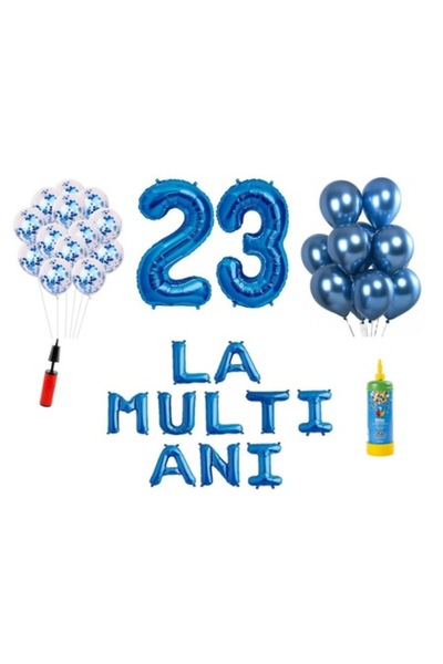 Domi Party & Gifts Set 34 baloane, La mulți ani de 23 de ani, numere folie 10...