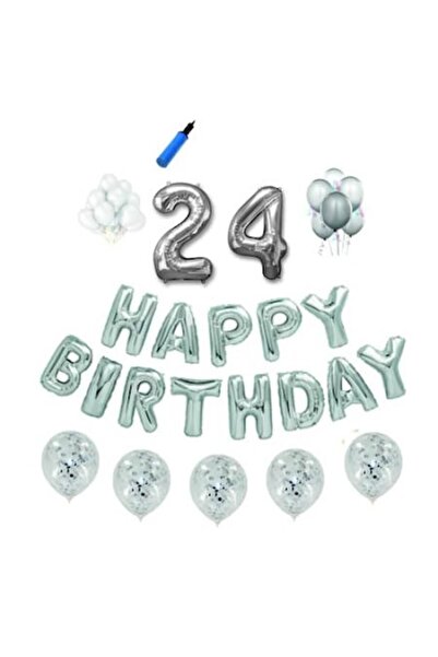 Domi Party & Gifts Set baloane La multi ani , 24 ani, argintiu