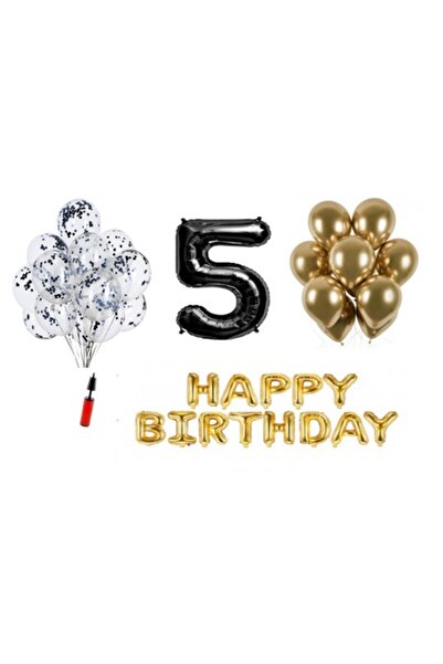 OEM Set baloane, 35 piese, "LA MULȚI ANI", număr folie 101 cm, negru