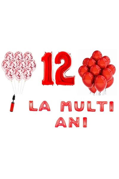 Domi Party & Gifts Set 33 baloane , La mulți ani 12 ani, numere folie 100 cm,...