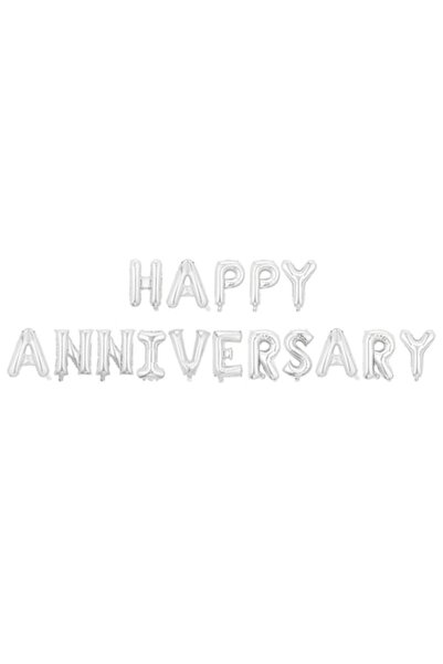 Danex Metallic Foil Balloon Set — 'Happy Anniversary' Letters 40 cm, Silver