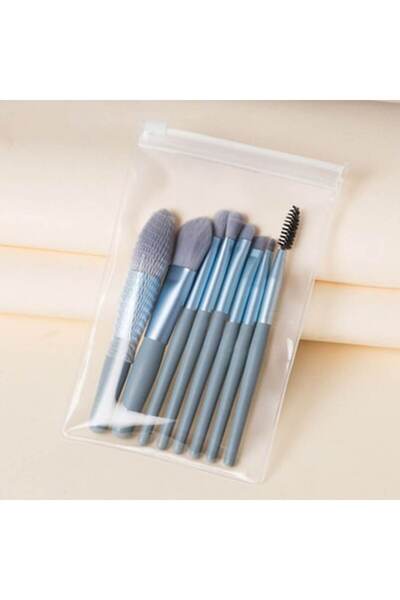 Domi Party & Gifts Mini portable set of 8 blue makeup brushes,