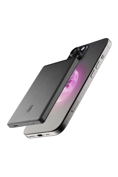 Cellularline Ultra Ince Magsafe 5.000 Mah Taşınabilir Şarj Cihazı Koyu Gri