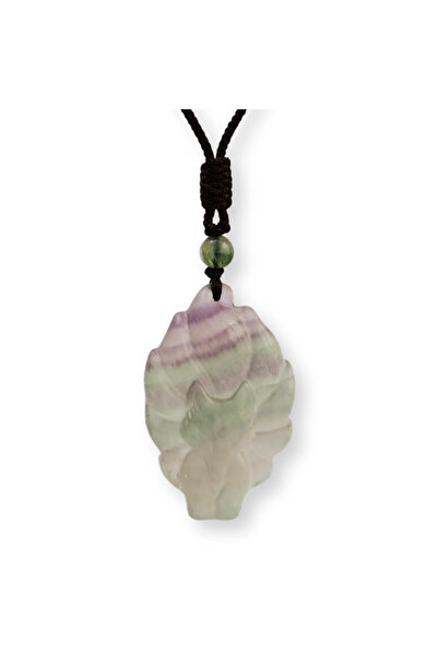 craftmystic Colier cu pandantiv cu față de vulpe, realizat din cristal vindecător Flourite verde