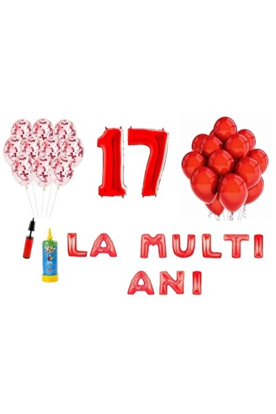 Domi Party & Gifts Set 34 baloane, La mulți ani de 17 ani, numere folie 100 c...