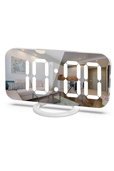 DAMUR Ceas digital LED, Multifuncțional, Afișaj digital, Alarmă, 2 porturi de...