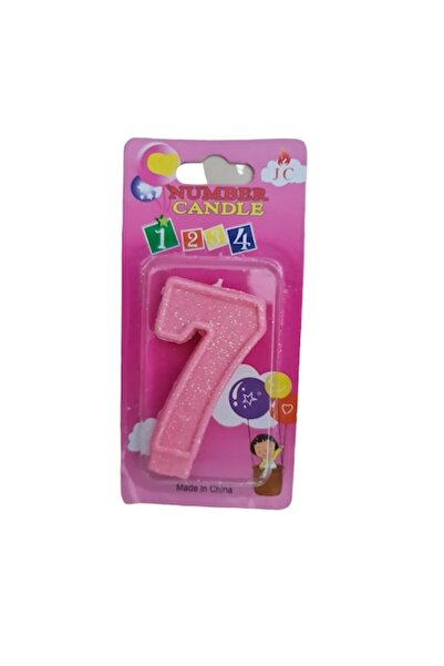 Domi Party & Gifts Lumanare tort roz cu sclipici, cifra 7