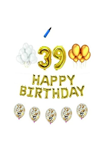 Domi Party & Gifts Set baloane Happy Birthday , 39 ani, auriu,