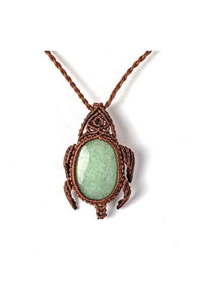 craftmystic Colier reglabil lucrat manual cu cristal de aventurină verde în broască implantată