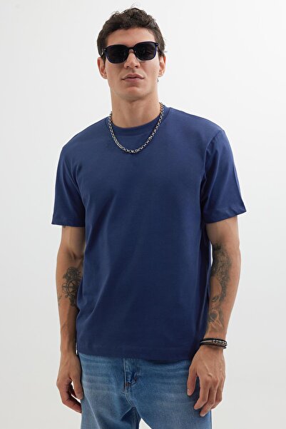 Tudors Чоловіча футболка Regular Fit класичного крою, 100% бавовна, з круглим вирізом, синього кольору